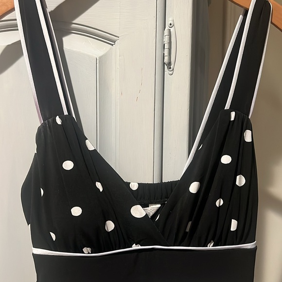 👑Black and white polka dot dress layered look lined skirt - Picture 13 of 13